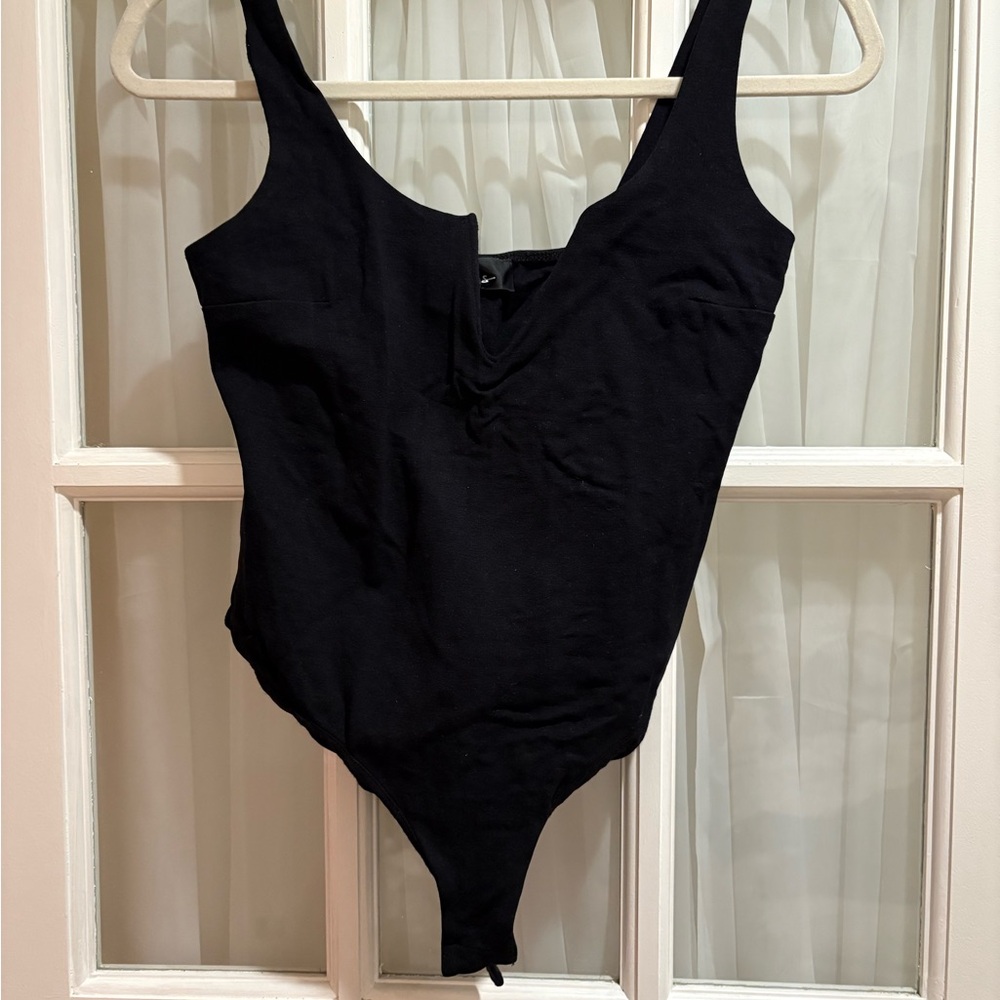Lulu's Black Bodysuit Timeless Scoop Neck